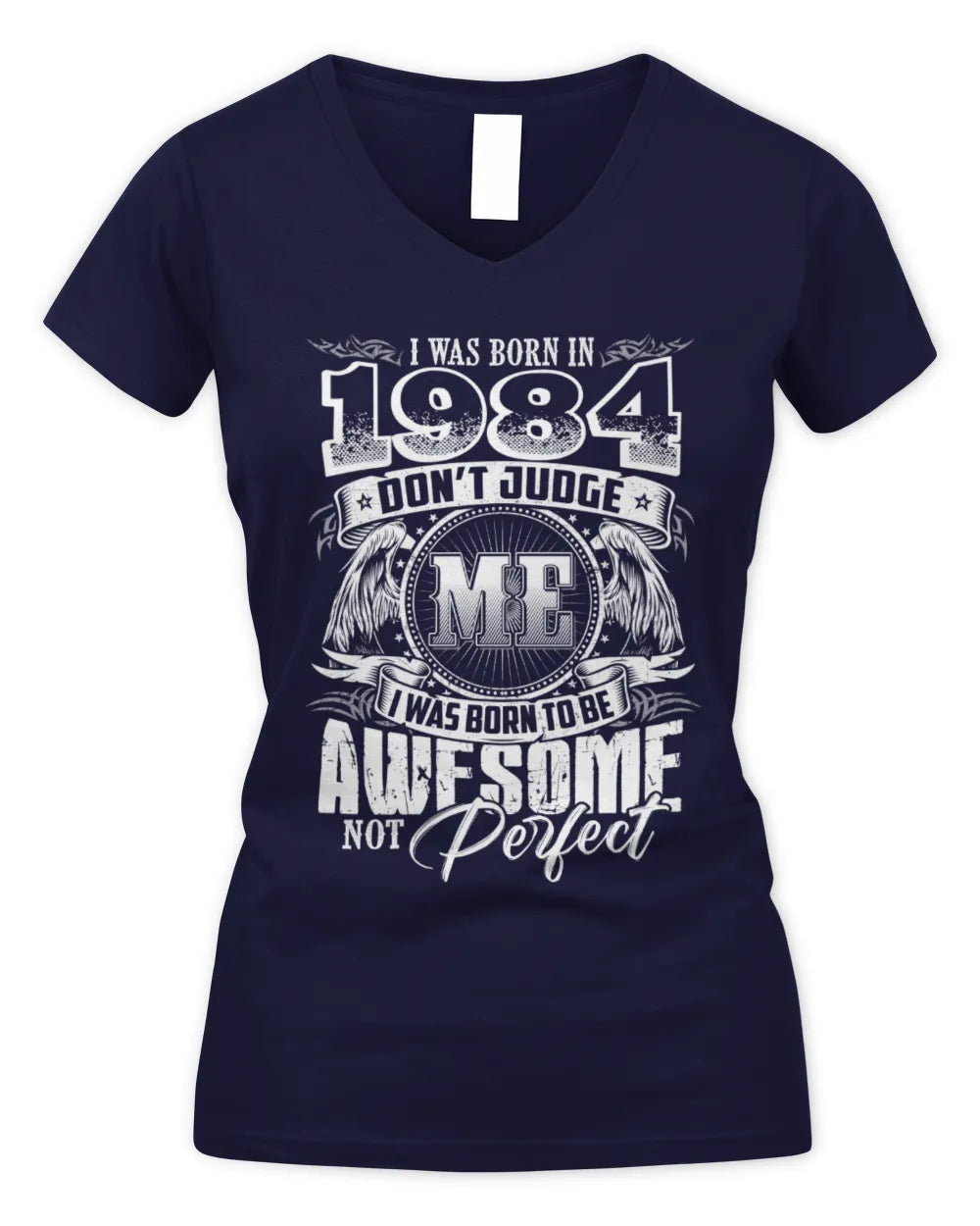 1984 HH89-K2 – Awesome Birth Year Quote T-Shirt - Women's V-Neck T-Shirt - Navy
