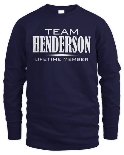 HENDERSON BL62-K4-128 - Personalized “Team NAME Lifetime Member” - Men's Long Sleeved T-Shirt - Navy