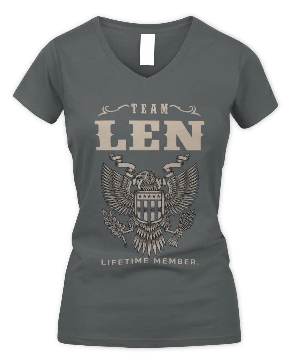 LEN TP06-K82 – Personalized Classic Style Apparel “Team NAME Lifetime Member” - Women's V-Neck T-Shirt - Charcoal