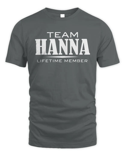 HANNA BL62-K4-128 - Personalized “Team NAME Lifetime Member” - Unisex Standard T-Shirt - Charcoal