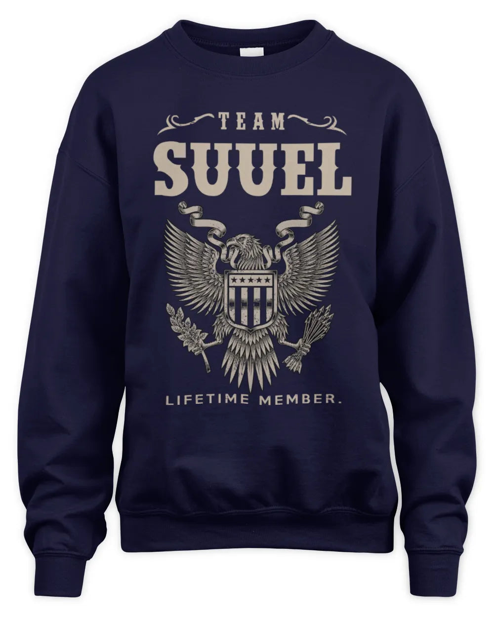 SUUEL TP06-K82 – Personalized Classic Style Apparel “Team NAME Lifetime Member” - Unisex Sweatshirt - Navy