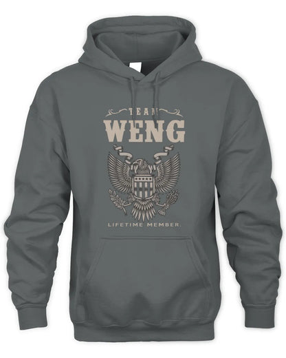 WENG TP06-K82 – Personalized Classic Style Apparel “Team NAME Lifetime Member” - Unisex Hoodie - Charcoal