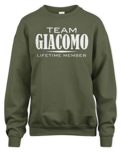 GIACOMO BL62-K4-128 - Personalized “Team NAME Lifetime Member” - Unisex Sweatshirt - Military Green