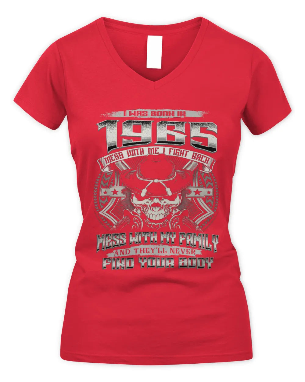 1965 HH89-K2 – Protective Family Quote T-Shirt - Women's V-Neck T-Shirt - Red