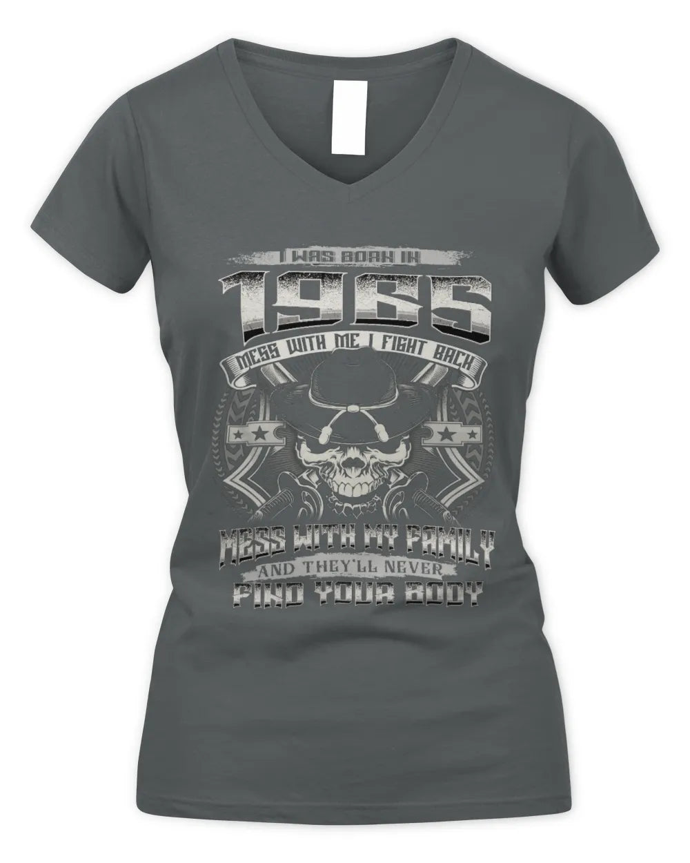 1965 HH89-K2 – Protective Family Quote T-Shirt - Women's V-Neck T-Shirt - Charcoal