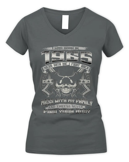 1965 HH89-K2 – Protective Family Quote T-Shirt - Women's V-Neck T-Shirt - Charcoal