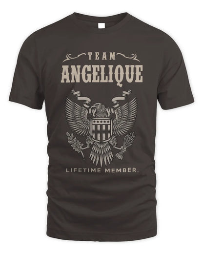 ANGELIQUE TP06-K82 – Personalized Classic Style Apparel “Team NAME Lifetime Member” - Unisex Standard T-Shirt - Dark Chocolate