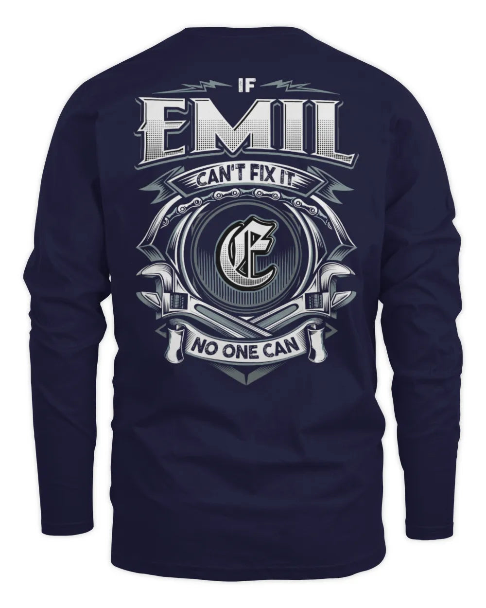 EMIL AP81-K4-626 - Personalized Ahmed Quote Apparel “If Ahmed Can't Fix It, No One Can” - Men's Long Sleeved T-Shirt - Navy