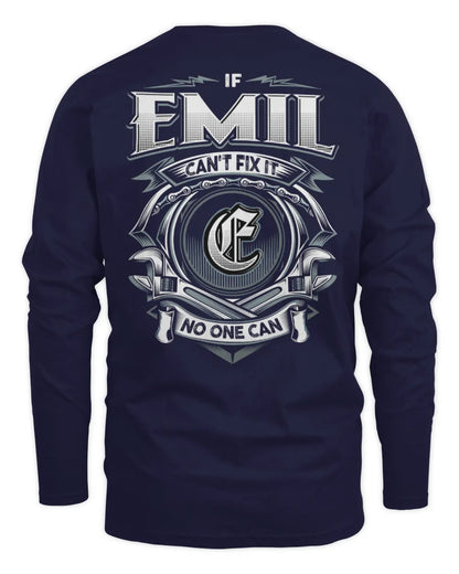 EMIL AP81-K4-626 - Personalized Ahmed Quote Apparel “If Ahmed Can't Fix It, No One Can” - Men's Long Sleeved T-Shirt - Navy