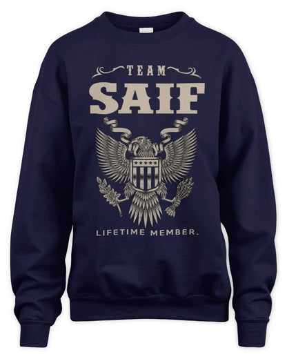 SAIF TP06-K82 – Personalized Classic Style Apparel “Team NAME Lifetime Member” - Unisex Sweatshirt - Navy
