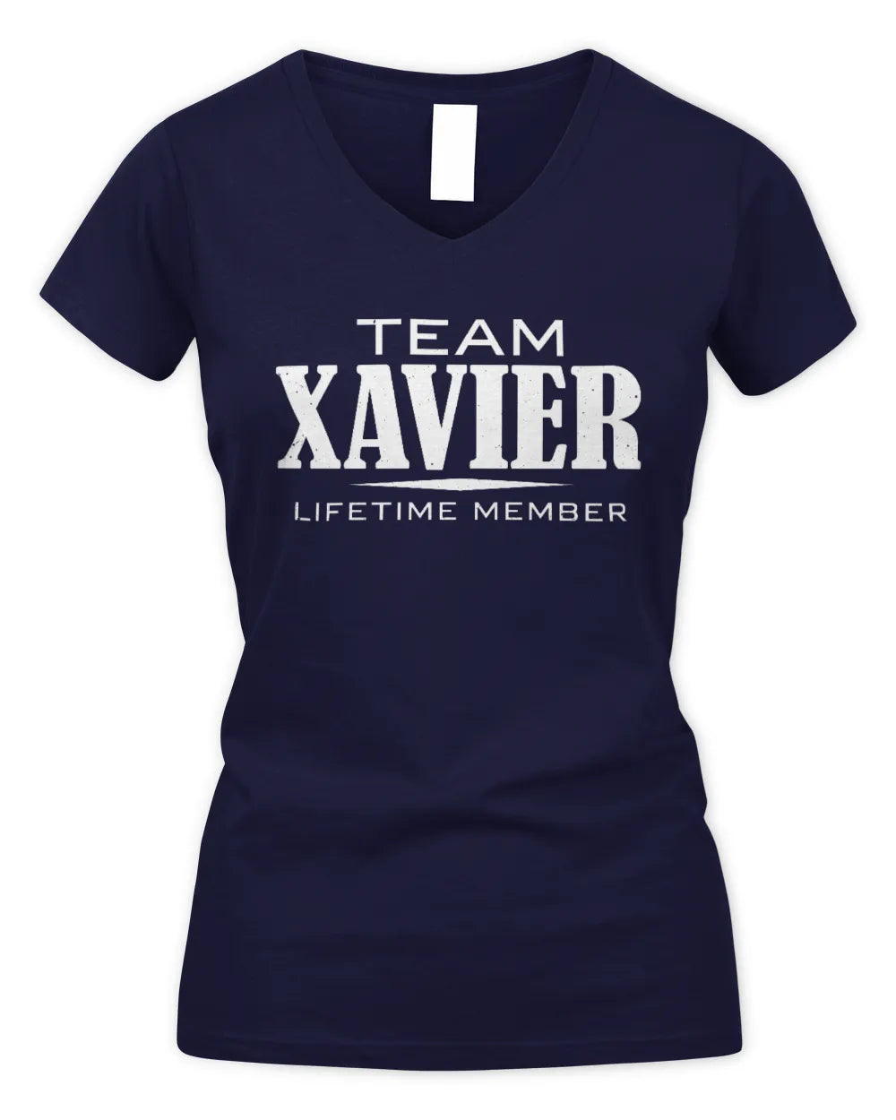 XAVIER BL62-K4-128 - Personalized “Team NAME Lifetime Member” - Women's V-Neck T-Shirt - Navy