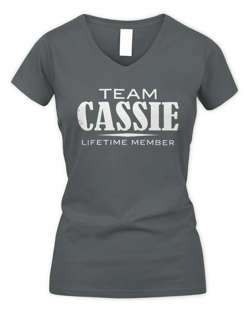 CASSIE BL62-K4-128 - Personalized “Team NAME Lifetime Member” - Women's V-Neck T-Shirt - Charcoal