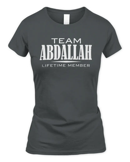 ABDALLAH BL62-K4-128 - Personalized “Team NAME Lifetime Member” - Women's Standard T-Shirt - Charcoal