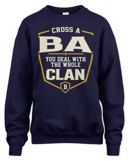 BA NT1-K008 Cross A/An NAME, You Deal With the Whole Clan | Personalized Vintage T-Shirt - Unisex Sweatshirt - Navy
