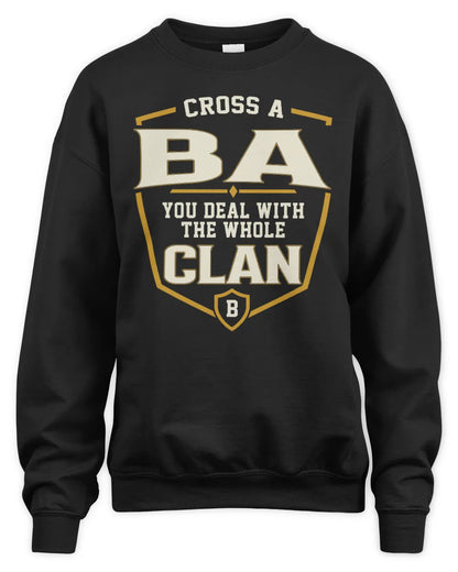 BA NT1-K008 Cross A/An NAME, You Deal With the Whole Clan | Personalized Vintage T-Shirt - Unisex Sweatshirt - Black