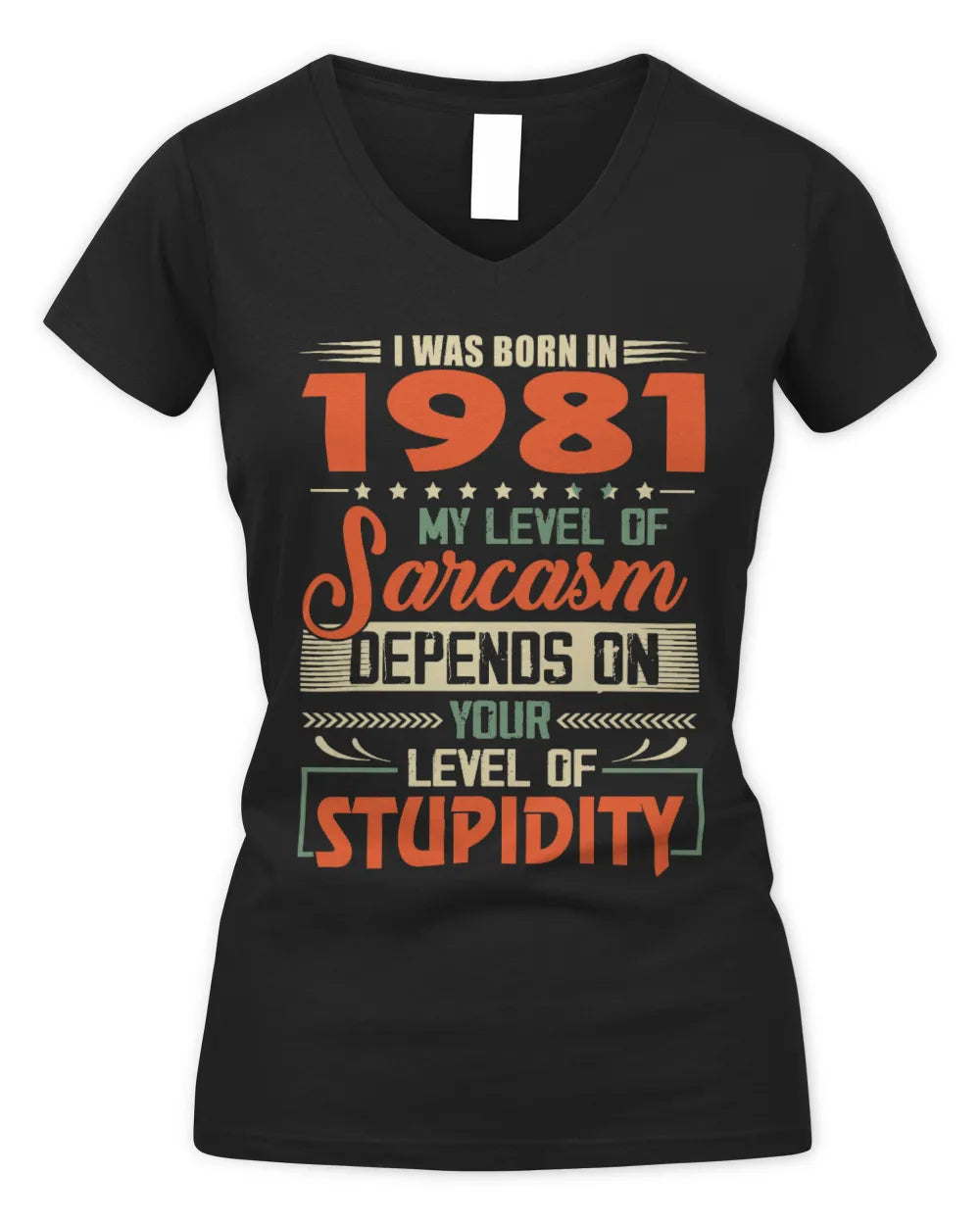 1981 HH89-K2 – Vintage Born to Be Sarcastic T-Shirt - Women's V-Neck T-Shirt - Black