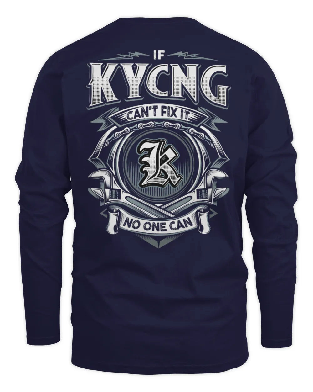KYCNG AP81-K4-626 - Personalized Ahmed Quote Apparel “If Ahmed Can't Fix It, No One Can” - Men's Long Sleeved T-Shirt - Navy