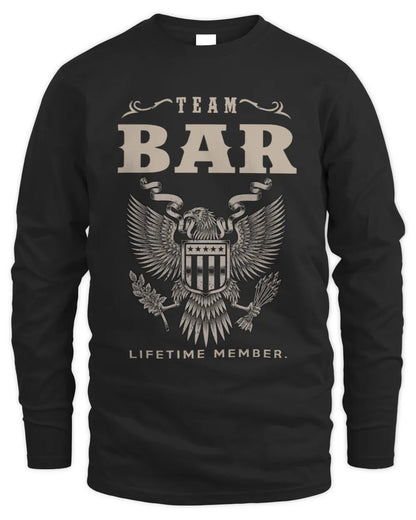 BAR TP06-K82 – Personalized Classic Style Apparel “Team NAME Lifetime Member” - Men's Long Sleeved T-Shirt - Black
