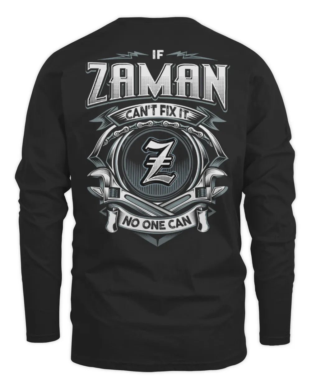 ZAMAN AP81-K4-626 - Personalized Ahmed Quote Apparel “If Ahmed Can't Fix It, No One Can” - Men's Long Sleeved T-Shirt - Black