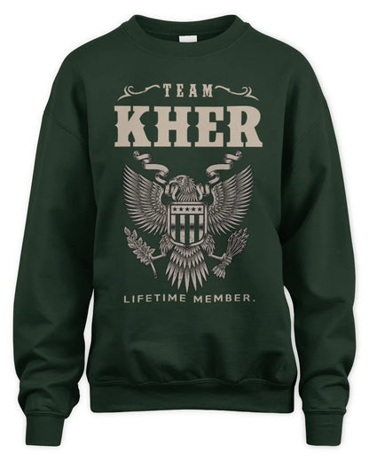 KHER TP06-K82 – Personalized Classic Style Apparel “Team NAME Lifetime Member” - Unisex Sweatshirt - Forest Green
