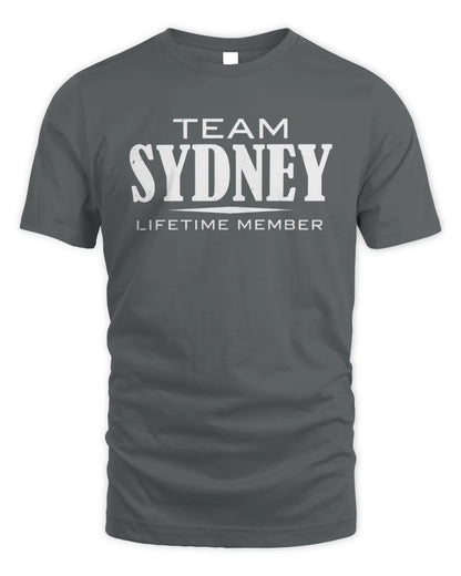 SYDNEY BL62-K4-128 - Personalized “Team NAME Lifetime Member” - Unisex Standard T-Shirt - Charcoal