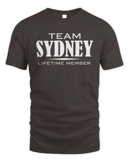 SYDNEY BL62-K4-128 - Personalized “Team NAME Lifetime Member” - Unisex Standard T-Shirt - Dark Chocolate