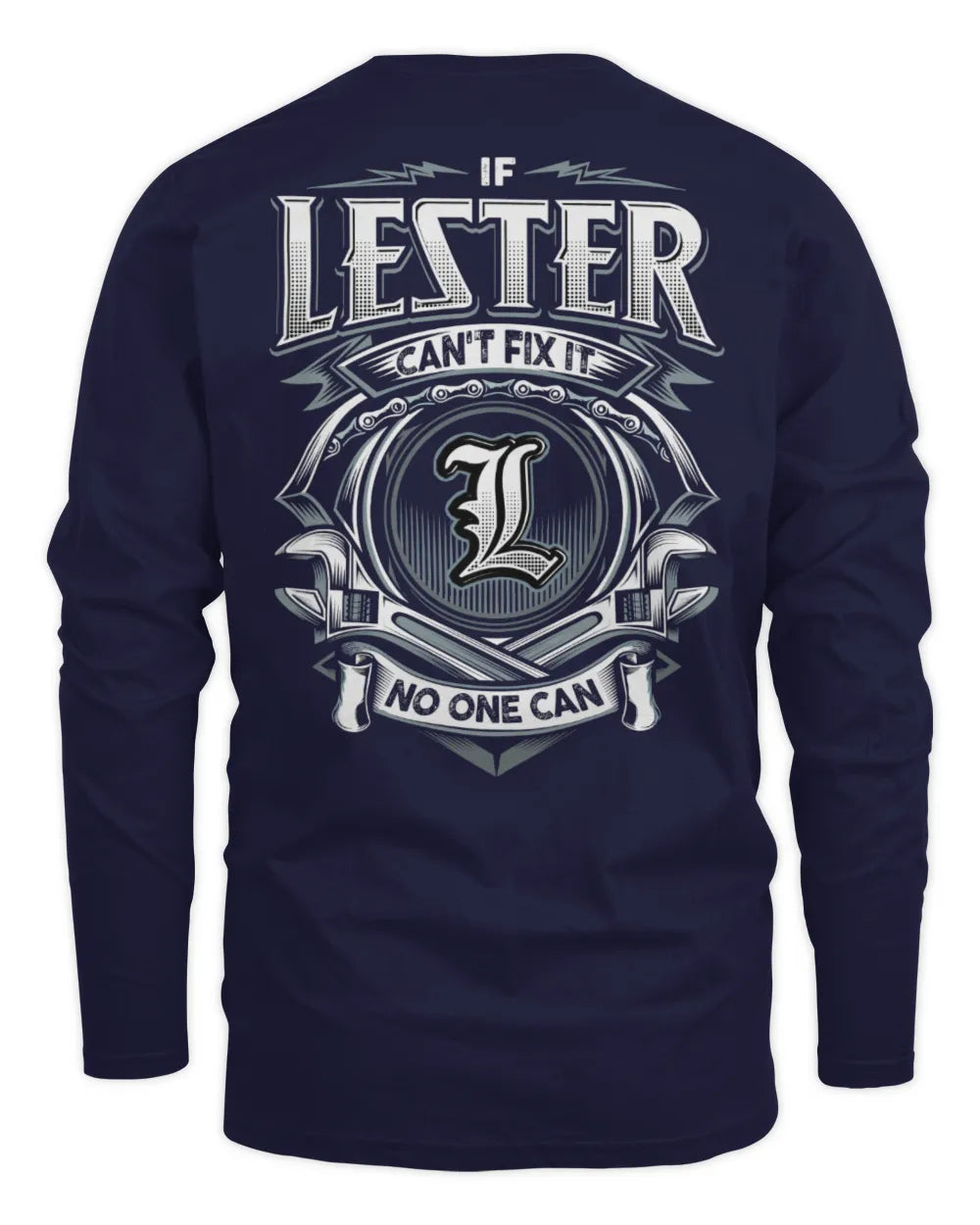 LESTER AP81-K4-626 - Personalized Ahmed Quote Apparel “If Ahmed Can't Fix It, No One Can” - Men's Long Sleeved T-Shirt - Navy