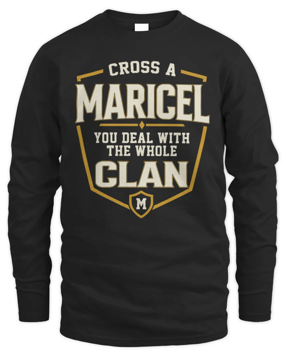 MARICEL NT1-K008 Cross A/An NAME, You Deal With the Whole Clan | Personalized Vintage T-Shirt - Men's Long Sleeved T-Shirt - Black