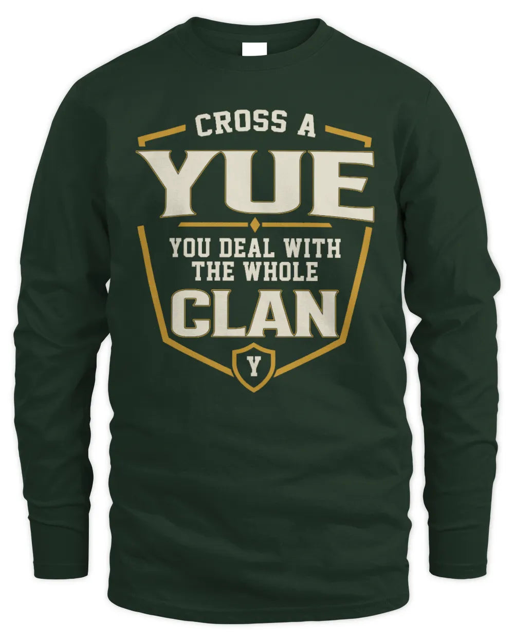YUE NT1-K008 Cross A/An NAME, You Deal With the Whole Clan | Personalized Vintage T-Shirt - Men's Long Sleeved T-Shirt - Forest Green