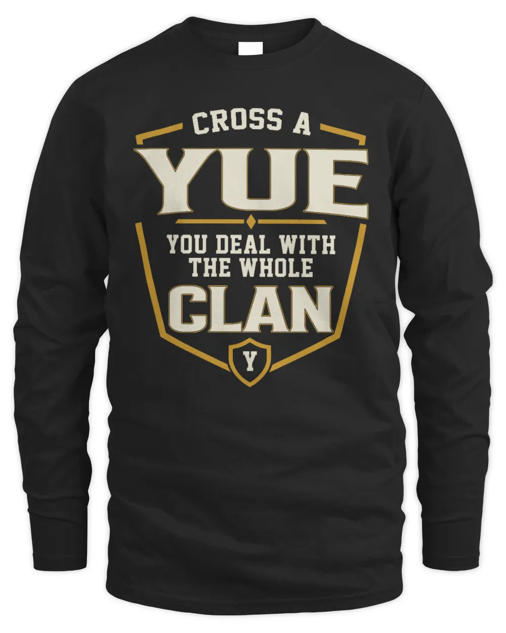 YUE NT1-K008 Cross A/An NAME, You Deal With the Whole Clan | Personalized Vintage T-Shirt - Men's Long Sleeved T-Shirt - Black