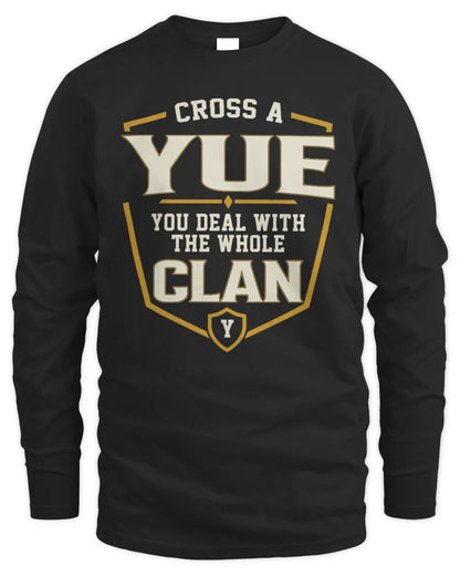 YUE NT1-K008 Cross A/An NAME, You Deal With the Whole Clan | Personalized Vintage T-Shirt - Men's Long Sleeved T-Shirt - Black