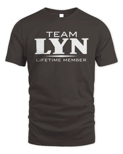 LYN BL62-K4-128 - Personalized “Team NAME Lifetime Member” - Unisex Standard T-Shirt - Dark Chocolate
