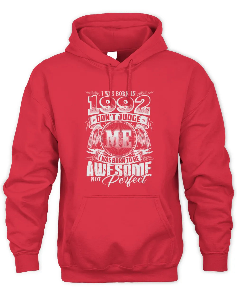 1992 HH89-K2 – Awesome Birth Year Quote T-Shirt - Unisex Hoodie - Red