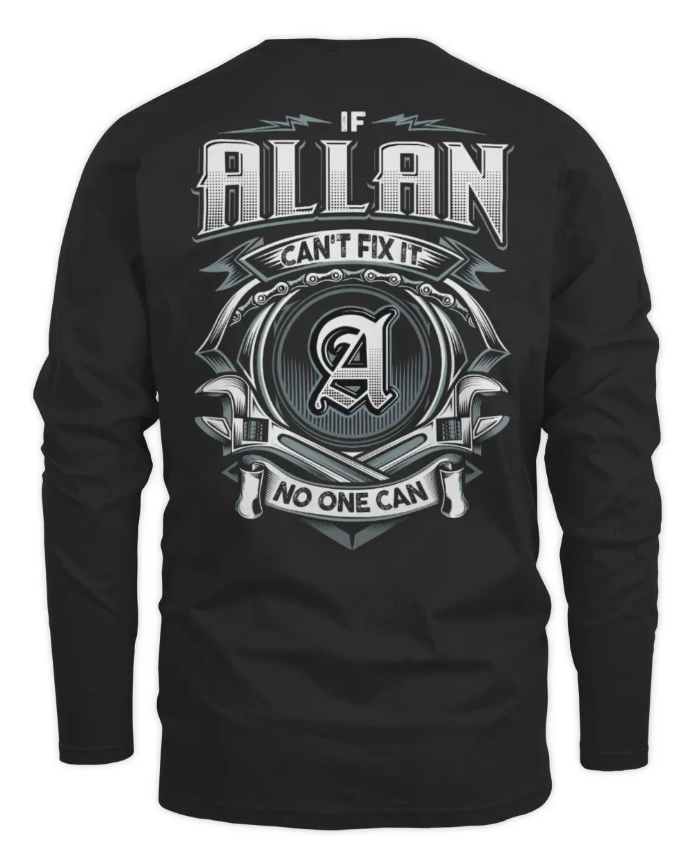 ALLAN AP81-K4-626 - Personalized Ahmed Quote Apparel “If Ahmed Can't Fix It, No One Can” - Men's Long Sleeved T-Shirt - Black
