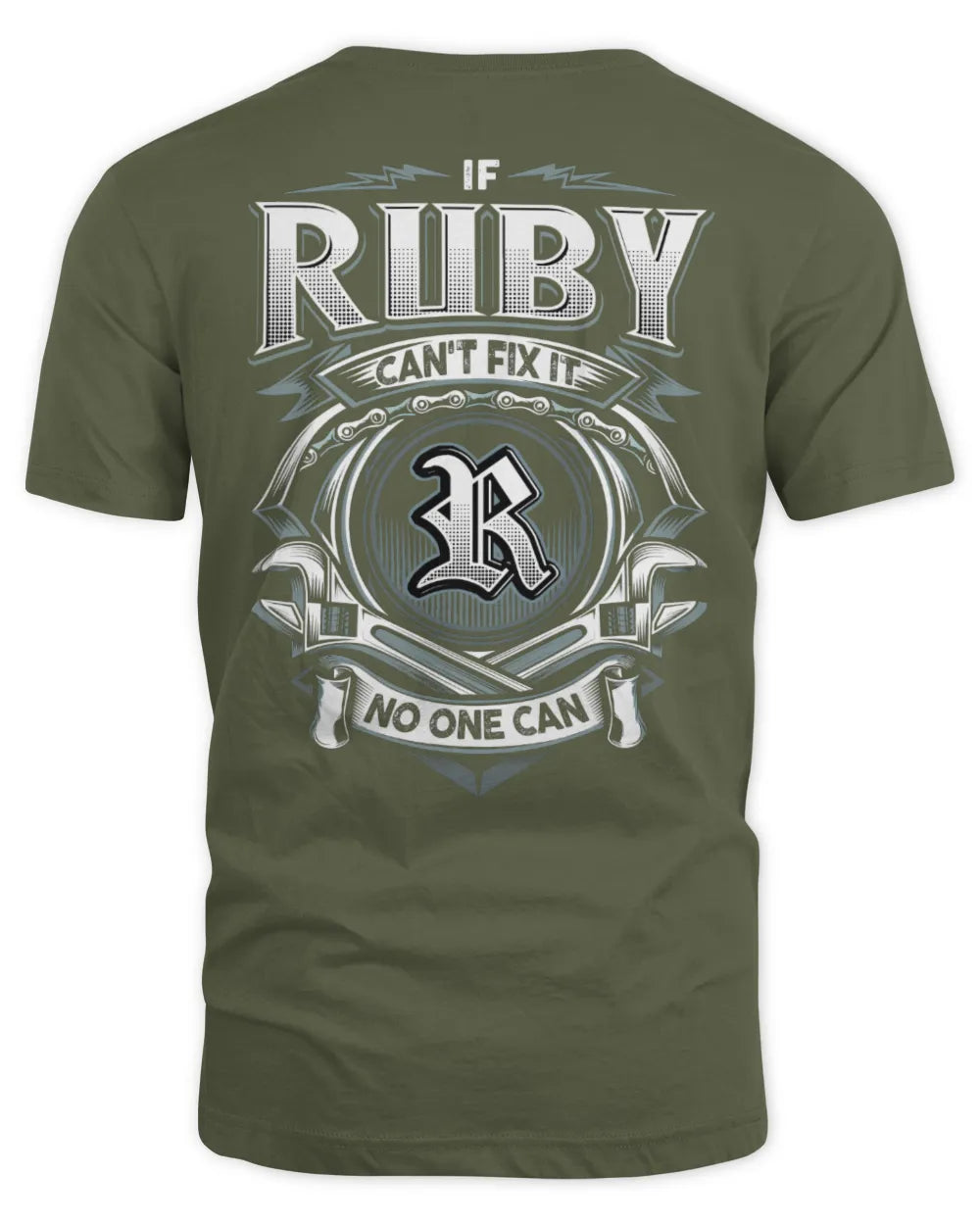 RUBY AP81-K4-626 - Personalized Ahmed Quote Apparel “If Ahmed Can't Fix It, No One Can” - Unisex Standard T-Shirt - Military Green