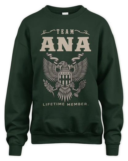 ANA TP06-K82 – Personalized Classic Style Apparel “Team NAME Lifetime Member” - Unisex Sweatshirt - Forest Green
