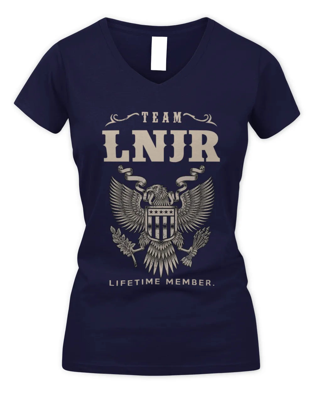 LNJR TP06-K82 – Personalized Classic Style Apparel “Team NAME Lifetime Member” - Women's V-Neck T-Shirt - Navy