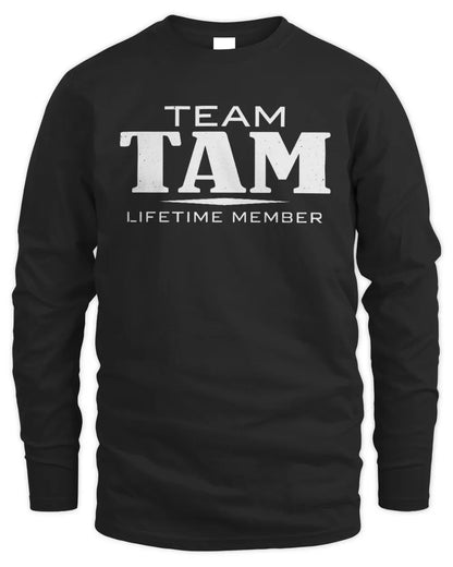 TAM BL62-K4-128 - Personalized “Team NAME Lifetime Member” - Men's Long Sleeved T-Shirt - Black