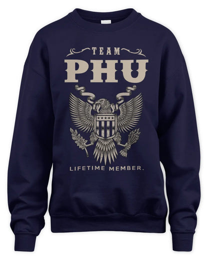 PHU TP06-K82 – Personalized Classic Style Apparel “Team NAME Lifetime Member” - Unisex Sweatshirt - Navy