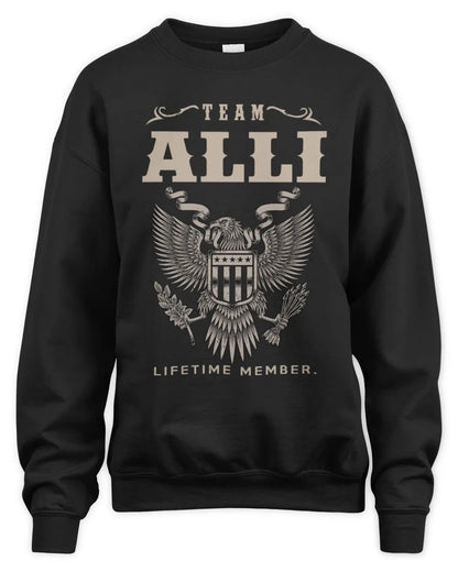ALLI TP06-K82 – Personalized Classic Style Apparel “Team NAME Lifetime Member” - Unisex Sweatshirt - Black