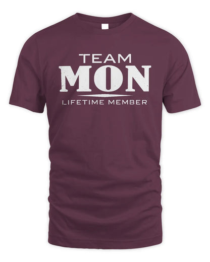 MON BL62-K4-128 - Personalized “Team NAME Lifetime Member” - Unisex Standard T-Shirt - Maroon