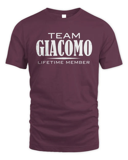 GIACOMO BL62-K4-128 - Personalized “Team NAME Lifetime Member” - Unisex Standard T-Shirt - Maroon