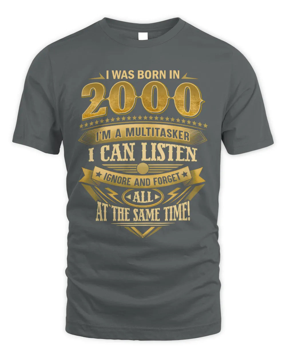 2000 HH89-K2 – Funny Birth Year Multitasker Quote T-Shirt - Unisex Standard T-Shirt - Charcoal