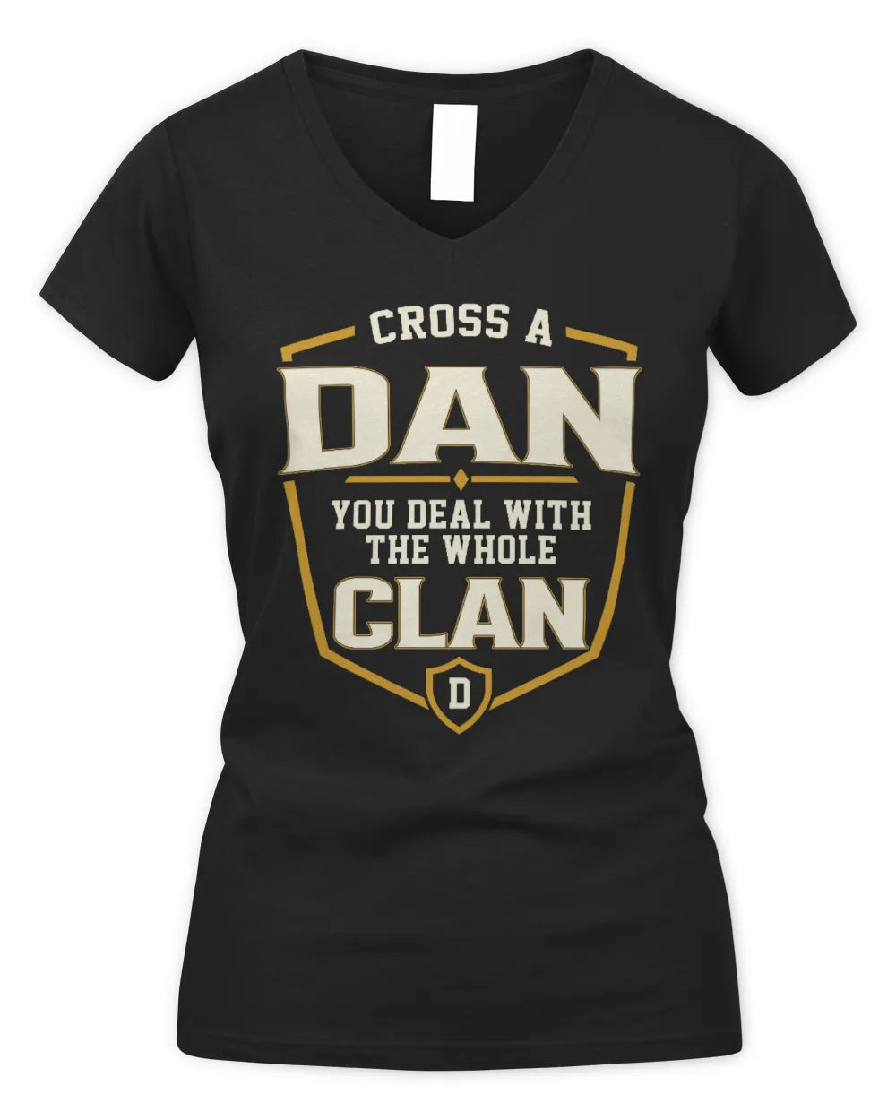 DAN NT1-K008 Cross A/An NAME, You Deal With the Whole Clan | Personalized Vintage T-Shirt - Women's V-Neck T-Shirt - Black