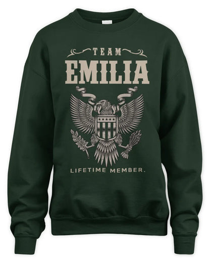 EMILIA TP06-K82 – Personalized Classic Style Apparel “Team NAME Lifetime Member” - Unisex Sweatshirt - Forest Green