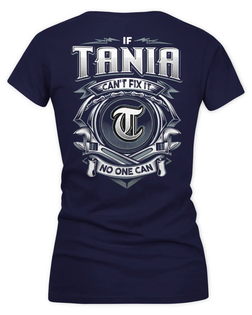 TANIA AP81-K4-626 - Personalized Ahmed Quote Apparel “If Ahmed Can't Fix It, No One Can” - Women's V-Neck T-Shirt - Navy
