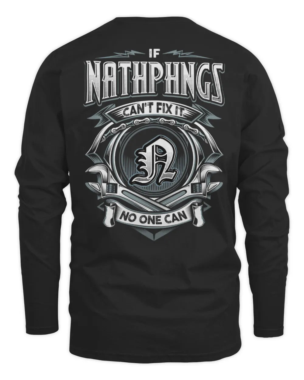 NATHPHNGS AP81-K4-626 - Personalized Ahmed Quote Apparel “If Ahmed Can't Fix It, No One Can” - Men's Long Sleeved T-Shirt - Black