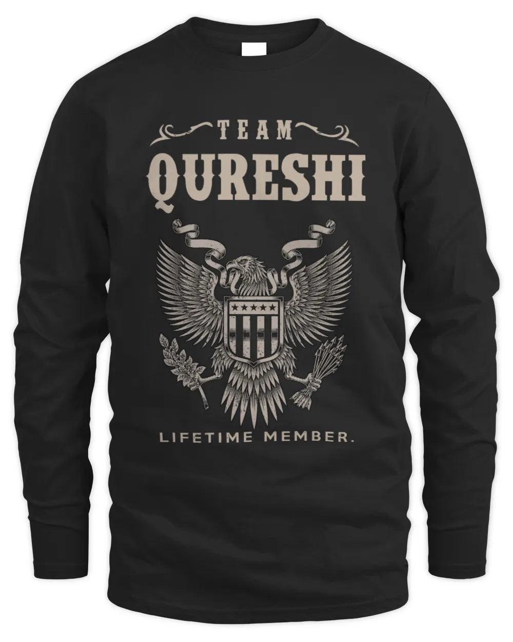 QURESHI TP06-K82 – Personalized Classic Style Apparel “Team NAME Lifetime Member” - Men's Long Sleeved T-Shirt - Black