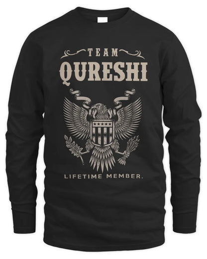 QURESHI TP06-K82 – Personalized Classic Style Apparel “Team NAME Lifetime Member” - Men's Long Sleeved T-Shirt - Black