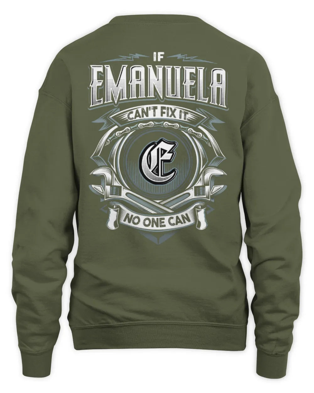 EMANUELA AP81-K4-626 - Personalized Ahmed Quote Apparel “If Ahmed Can't Fix It, No One Can” - Unisex Sweatshirt - Military Green